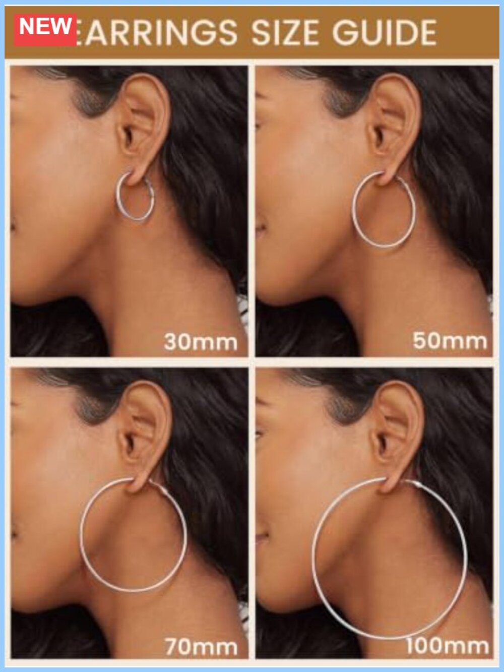 Large Hoop Earrings, Stainless Steel, Hypoallergenic, Lightweight - Picture 5 of 6